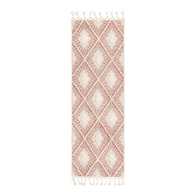 Kahil Geometric Machine Woven Polyester Area Rug in Pink