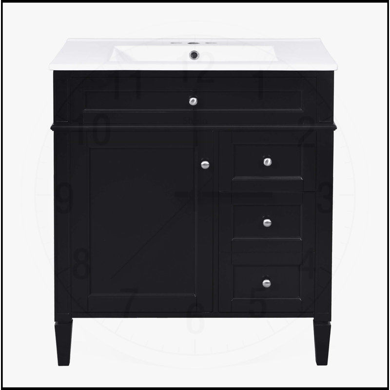 Meuble-lavabo de 30 po avec lavabo supérieur, Noir