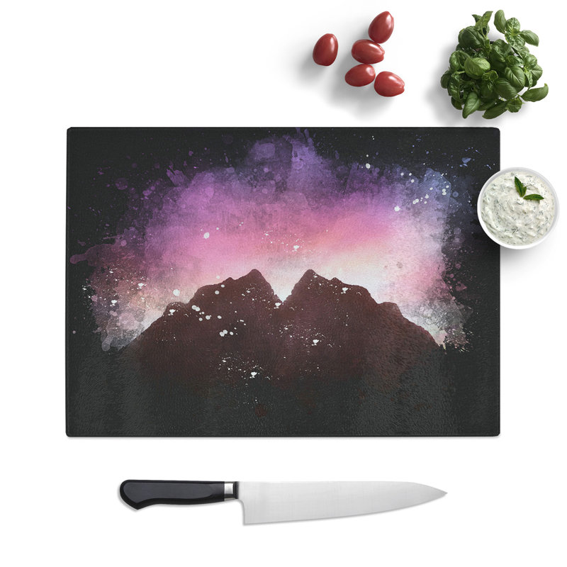 Tempered Glass Mountain Mirror Chopping Board, 20 cm x 28.5 cm
