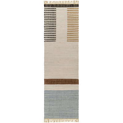 Avenue Cream Black Hand-Woven Cotton Rug