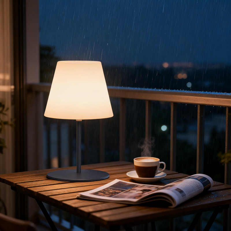 Lampe de table rechargeable avec 7 modes de changement de couleur, lumière de douche sans fil à intensité variable, USB-C IP44 imperméable pour chambre à coucher, salle de bain, bureau, balcon, patio