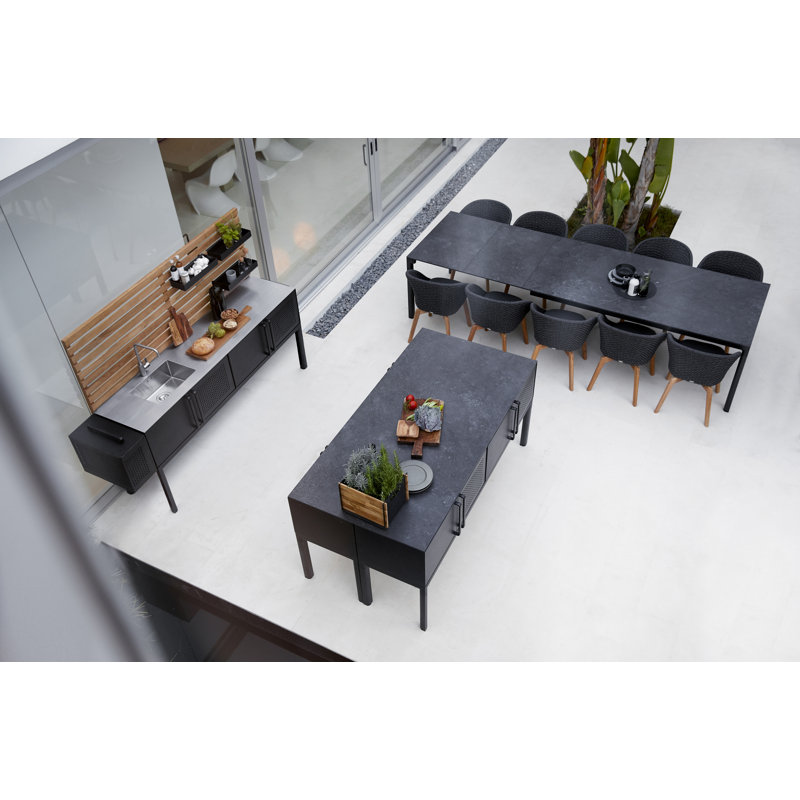 Drop Outdoor Dining Table, Black, Lava Gray