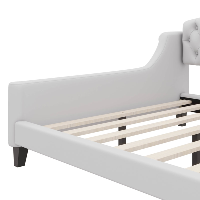 Full Sophisticated Contemporary Daybed Accented With Subtly Tufted Button Features, Full , Beige