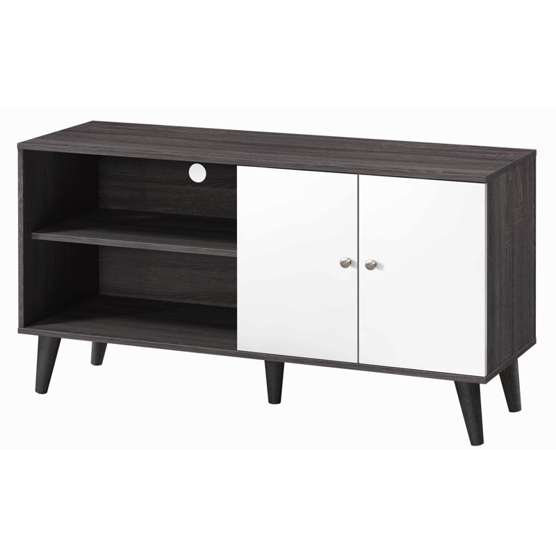 Meuble télé pour téléviseur de 63 po ou moins Amidon, avec 2 tablettes de rangement et 1 armoire, meuble télé moderne dans le salon