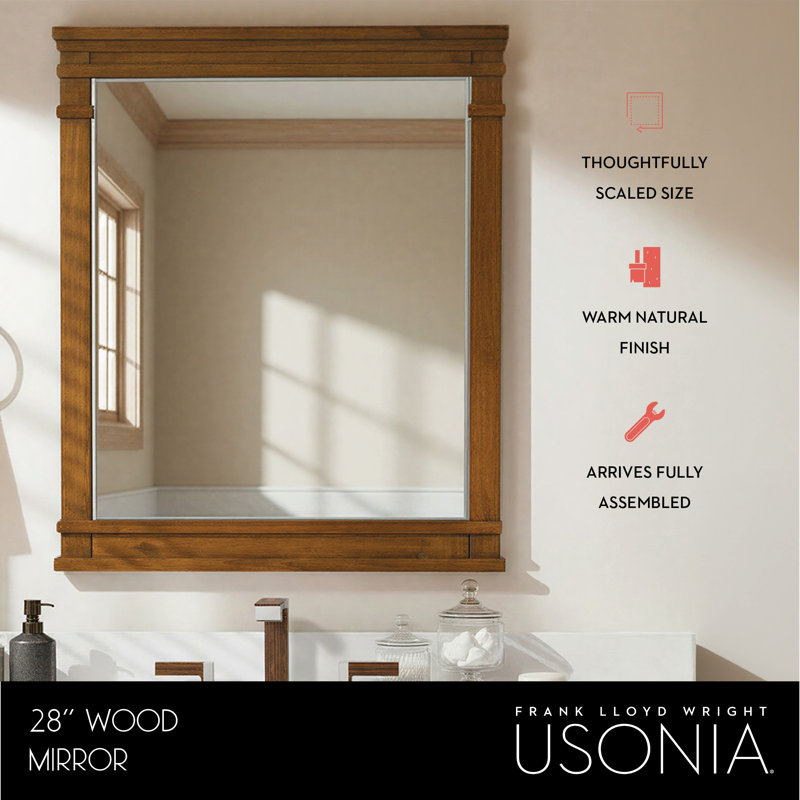 Lankford Wood Mirror, 28 x 1.25 x 30, Walnut