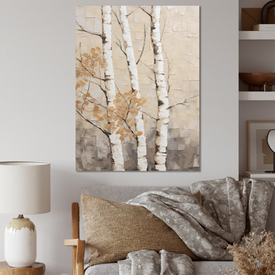 Beige minimalisme arbre bouleau III sur toile