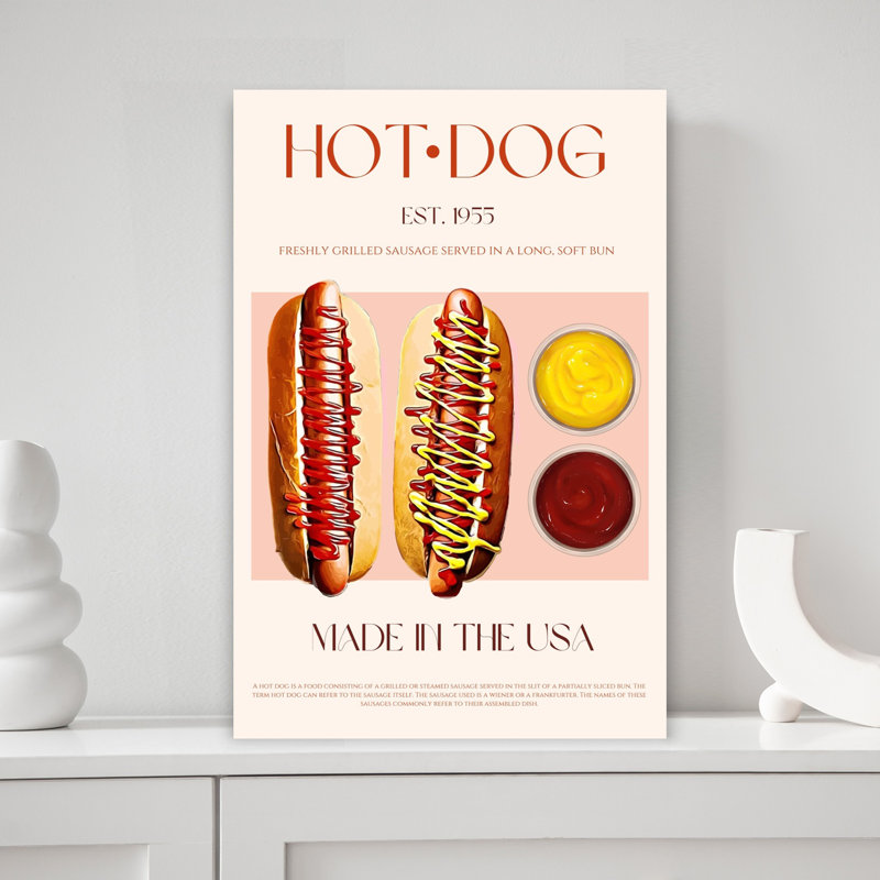 «Classic American Hot Dogs», art rétro classique classique, H 18 po x l 12 po