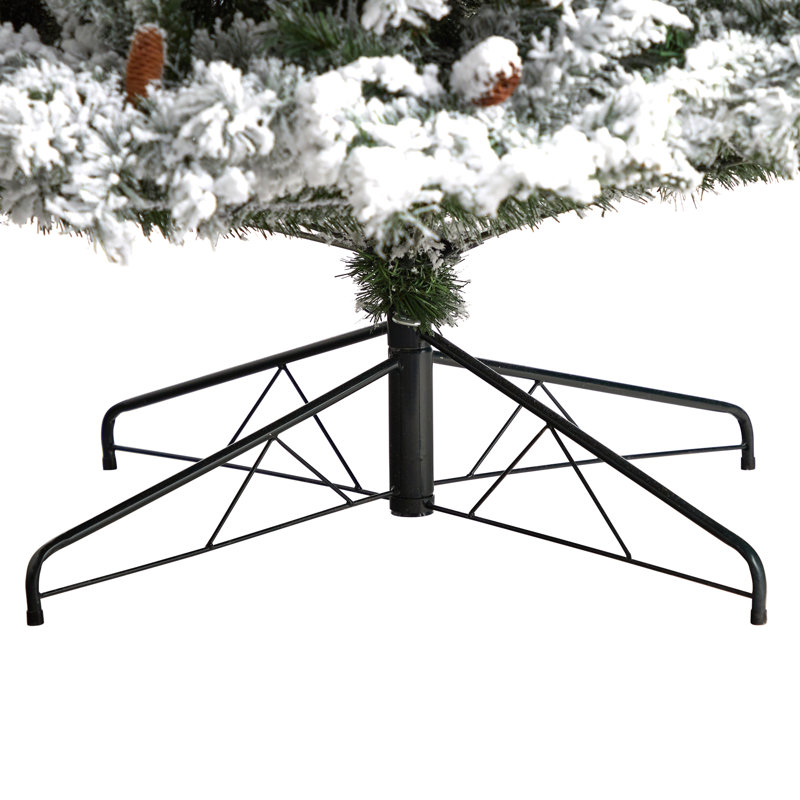 Arbre de Noël en pin floqué avec lumières DEL fixes / constantes, H 9 pi