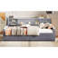 Lit plateforme simple tapissier avec rangement et tiroirs, gris-1582580280