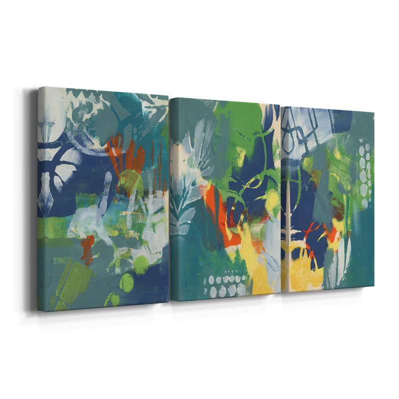 Toile de galerie tropicale I - toile tendue sur mesure - 3 pièces