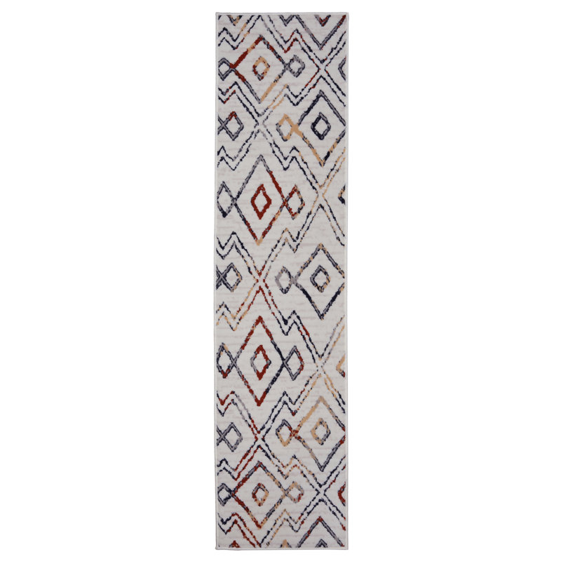 Tapis ivoire / bleu Mcnealy, Tapis de couloir 2 pi x 8 pi