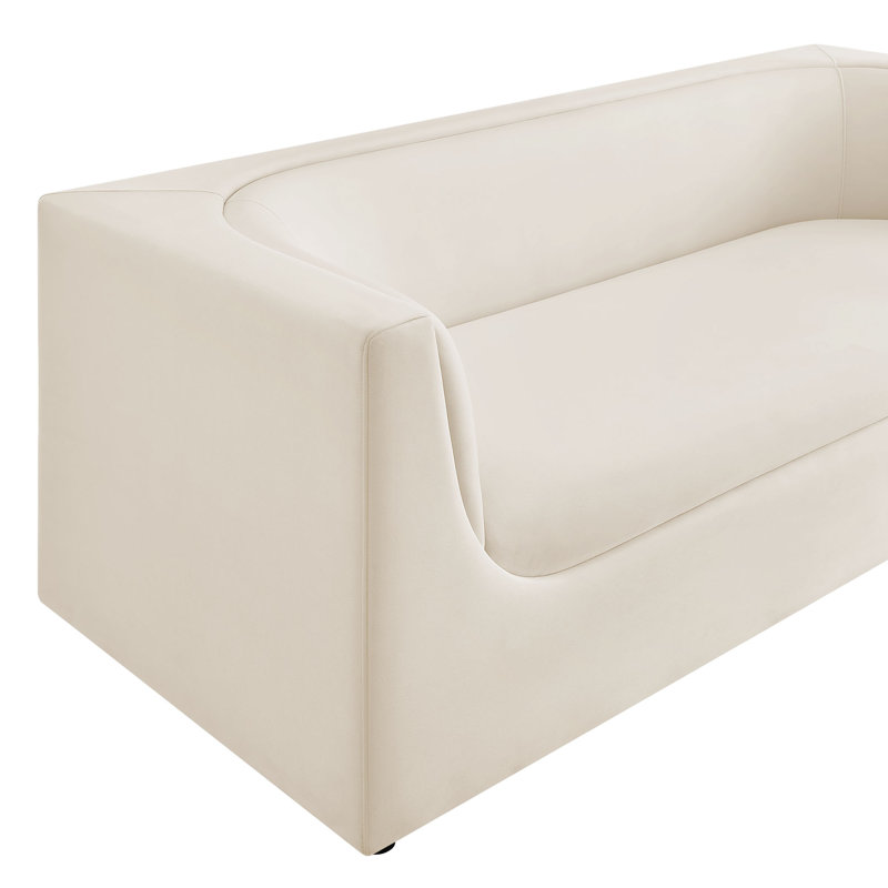 Dunkley 86" Curved Back Performance Velvet Sofa In Alabaster, Alabaster