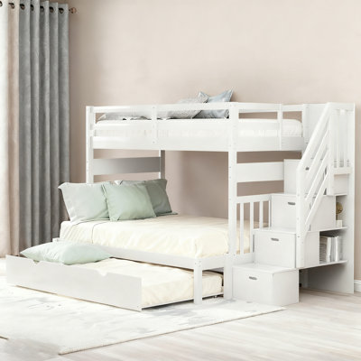 Twin Over Full Convertible Bunk Bed With Storage Stairs And Trundle