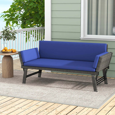Outdoor Convertible Sofa Daybed With Adjustable Armrests Removable Cushions by Ebern Designs