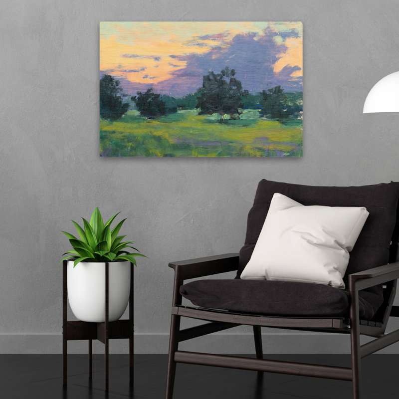 Fermes contemporaines et modernes au coucher du soleil, H 24 po x l 16 po