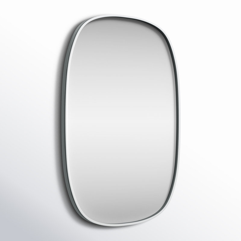 Sabine Metal Curved Oval Wall Mirror, Silver, 36" x 24"