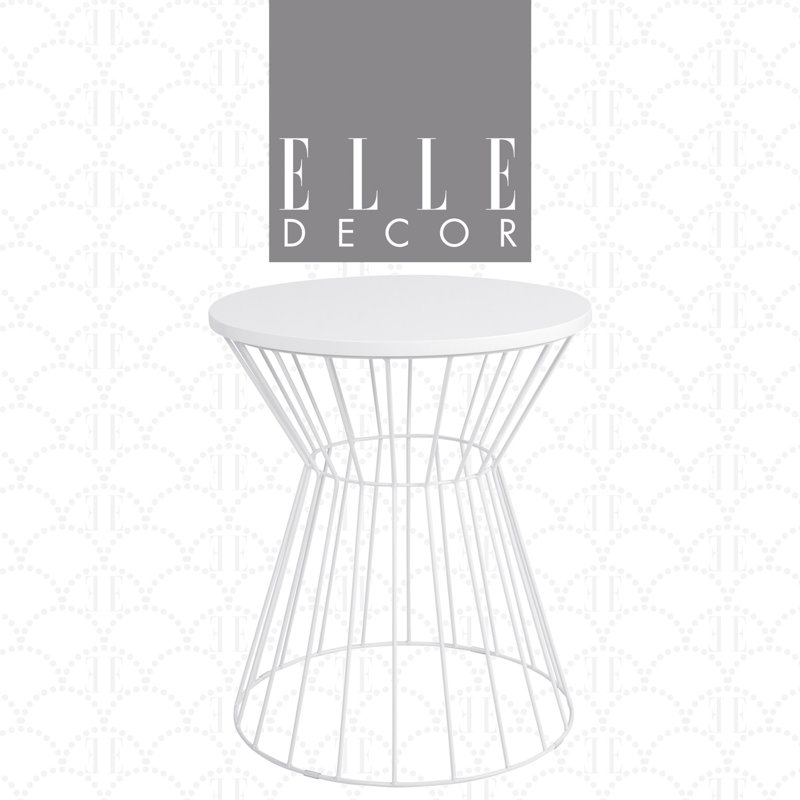 Table de bout, table basse ou table de chevet décorative en métal Elle Decor Lulu, Blanc français