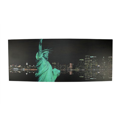 LED Lighted Statue of Liberty with New York City Skyline Canvas Wall Art 15.75" x 39.25"