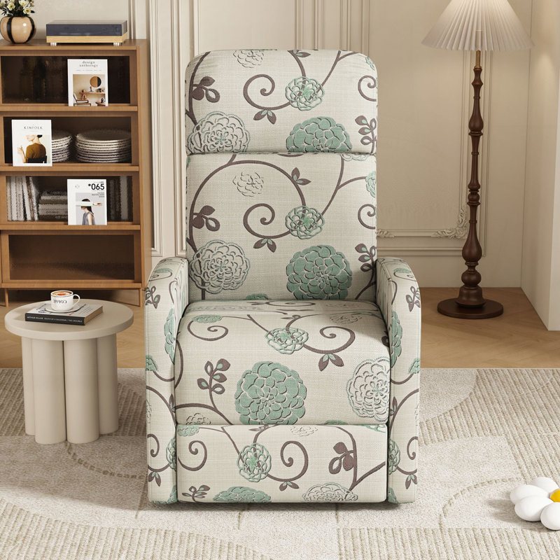 Fauteuil inclinable manuel avec dossier réglable, Floral beige / bleu