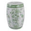 Tabouret de jardin décoratif en céramique de style chinoiserie - Tabouret d'appoint élégant pour l'intérieur et l'extérieur, ou repose-pieds - 43 cm, vert et blanc