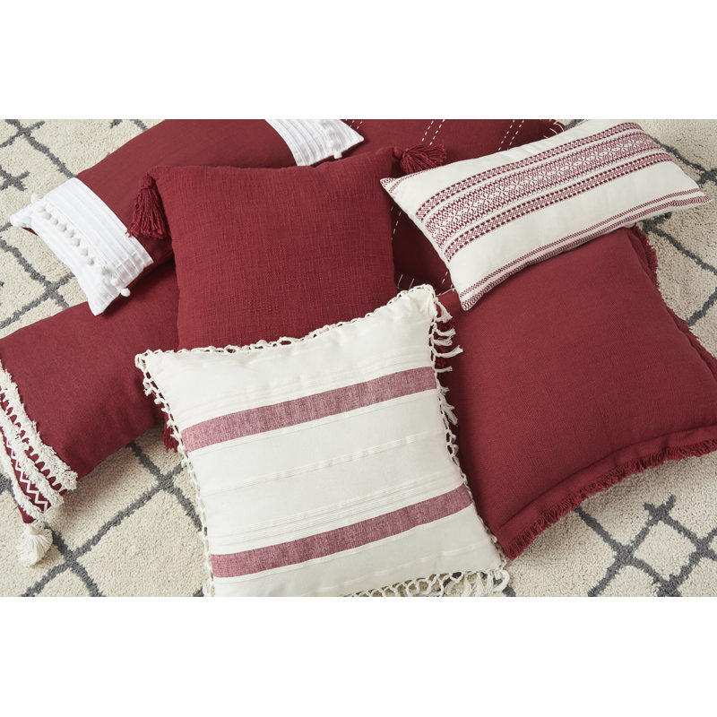 Clayton Geometric Woven Lumbar Throw Pillow, Berry