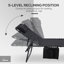 Chaise longue pliante avec dossier inclinable à 5 niveaux, fauteuil de bronzage extérieur avec trou pour le visage de lecture, chaise longue extérieure avec poche latérale et appui-tête pour la plage, la cour, le patio, le noir-459451215