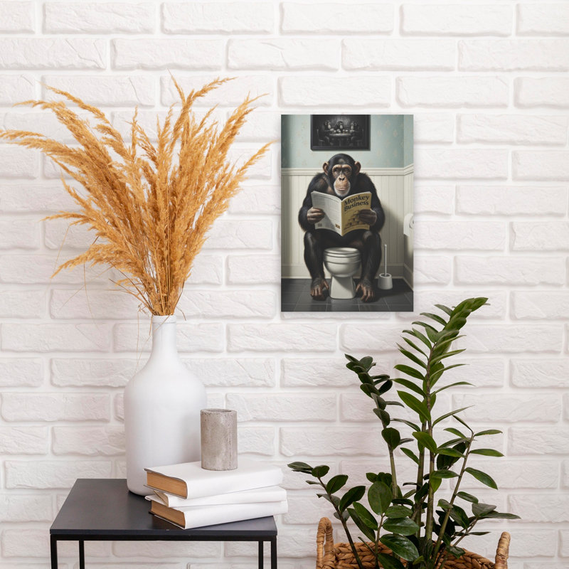 Art mural singe de lecture, H 18 po x l 12 po