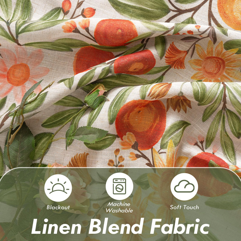 Hansfried Floral Blackout Thermal GrommetCurtain Panels, 52" W x 63" L