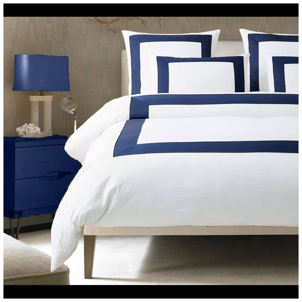 PushpLinen 400TC Cotton Sateen Border Frame Duvet Cover Set | Wayfair