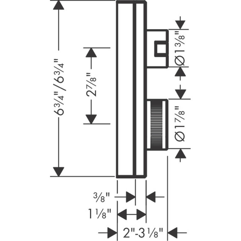 AXOR Edge Thermostatic Trim with Volume Control Valve Trim Only, Chrome