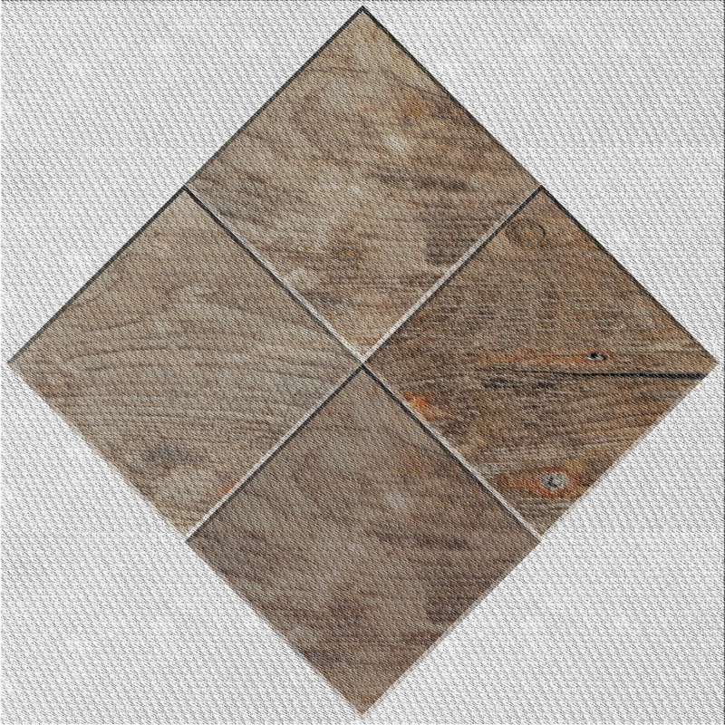 Tapis brun/gris à motifs, Carré 5 pi