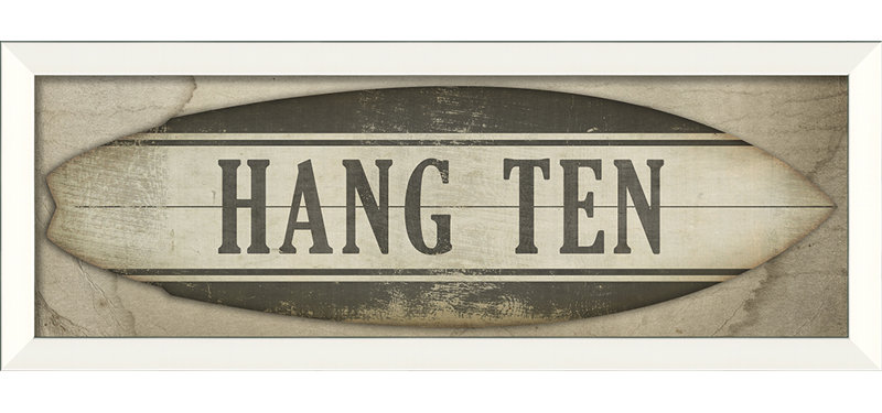 Hang Ten Surfboard Framed Graphic Art with Wooden Frame