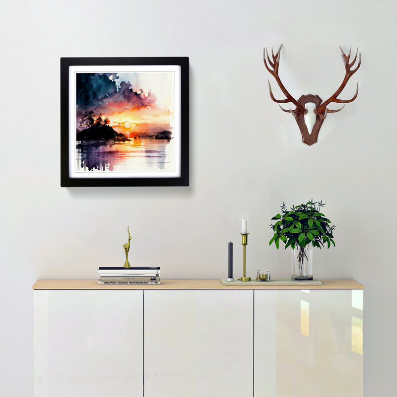 Sunrise Watercolour - Framed Print, Black