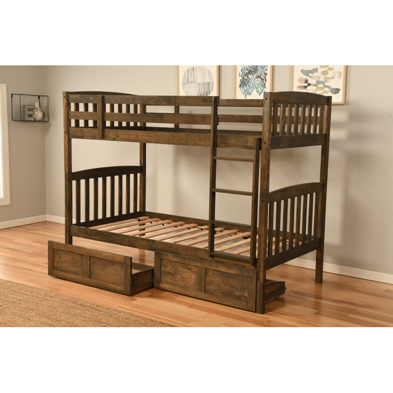 Thomson Bunk Bed, Mattresses Not Included, Rustic Brown, Twin Over Twin