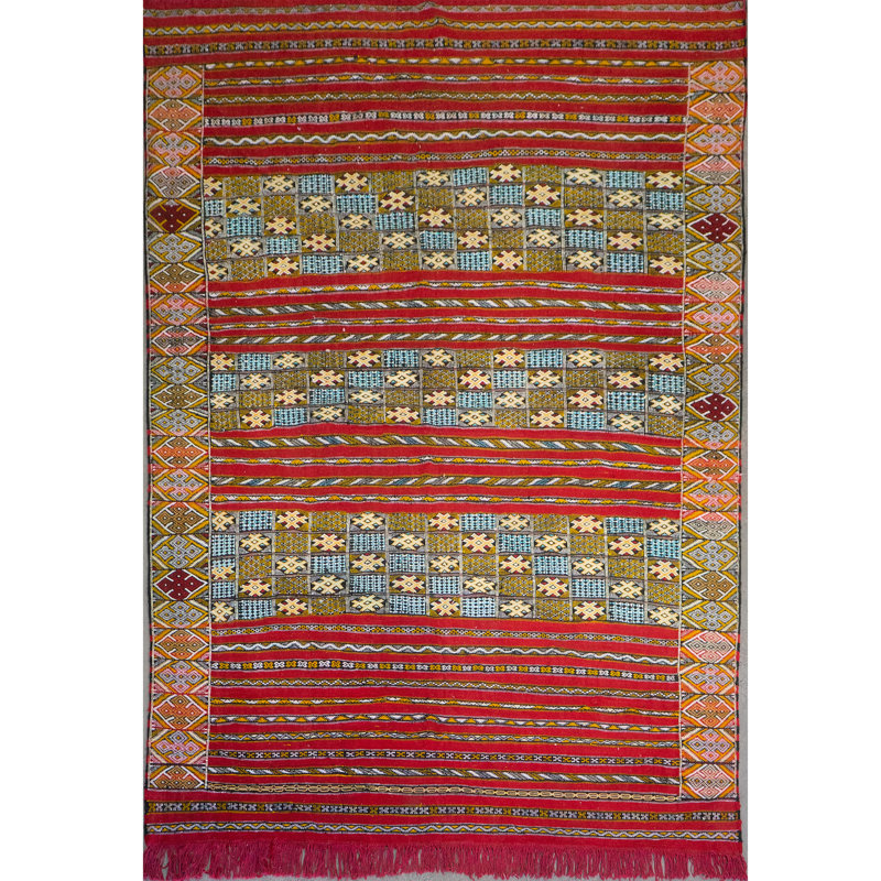 Tapis rouge en laine touffeté à la main Luanna