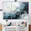 Ensemble de salon bleu et blanc Snow Blooming III - Formes abstraites-107763790-107763792