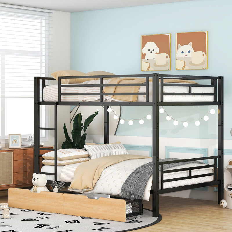 Metal Convertible Bunk Bed With 2 Drawers