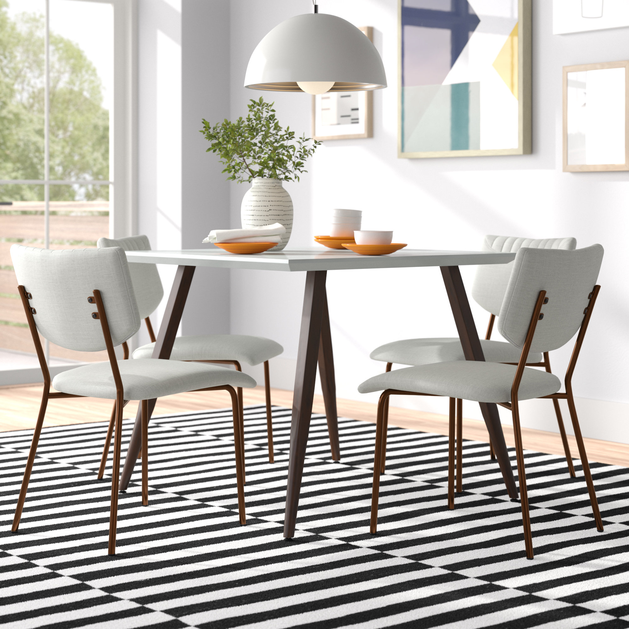 5-Pieces Dining Table Set 47.2 in. Rectangle Beige Wood Top with Metal  Frame Small Space Table and Chairs Set (Seats 4)