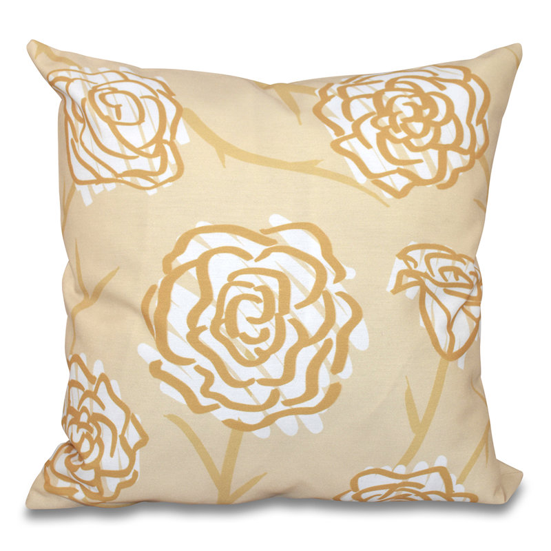 Housse et insert de coussin d'extérieur carré Botanical Blooms, 20 po x 20 po, Or