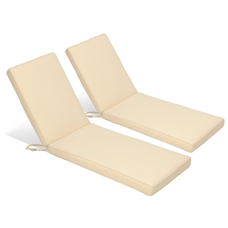 Ensemble de 2 coussins de chaise longue d'extérieur avec attaches Aoodor, Beige