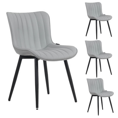 Heitger Faux Leather Upholstered Side Chairs Modern Wingback Dining Chairs with Metal Legs by George Oliver
