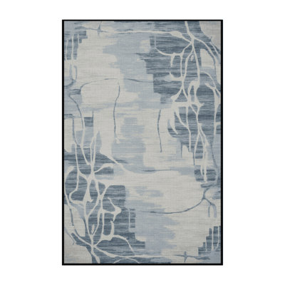 Machine Washable Abstract Gray Area Rug