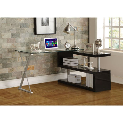Lachlan Modular L-Shaped Glass Executive Desk