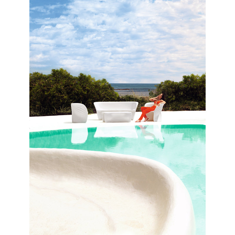 Biophilia 74.75" Wide Patio Sofa, Plastic Basic White