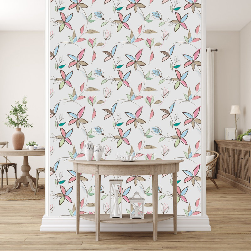 Hand Drawn Wallpaper Pre-Pasted Vinyl Floral