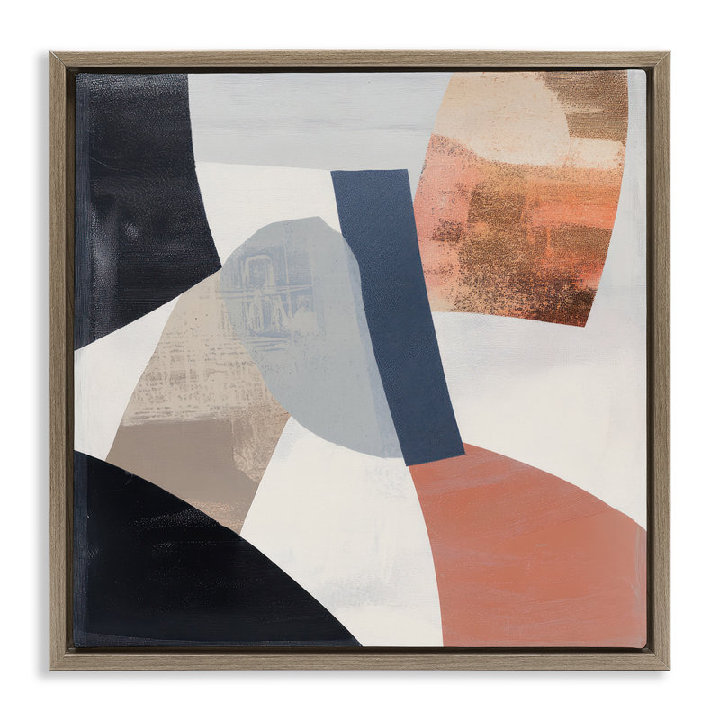 Cadre flottant à arrangement abstrait, conception de Mona Grace, Cadre flottant orme Montalcino, H 18 po x l 18 po