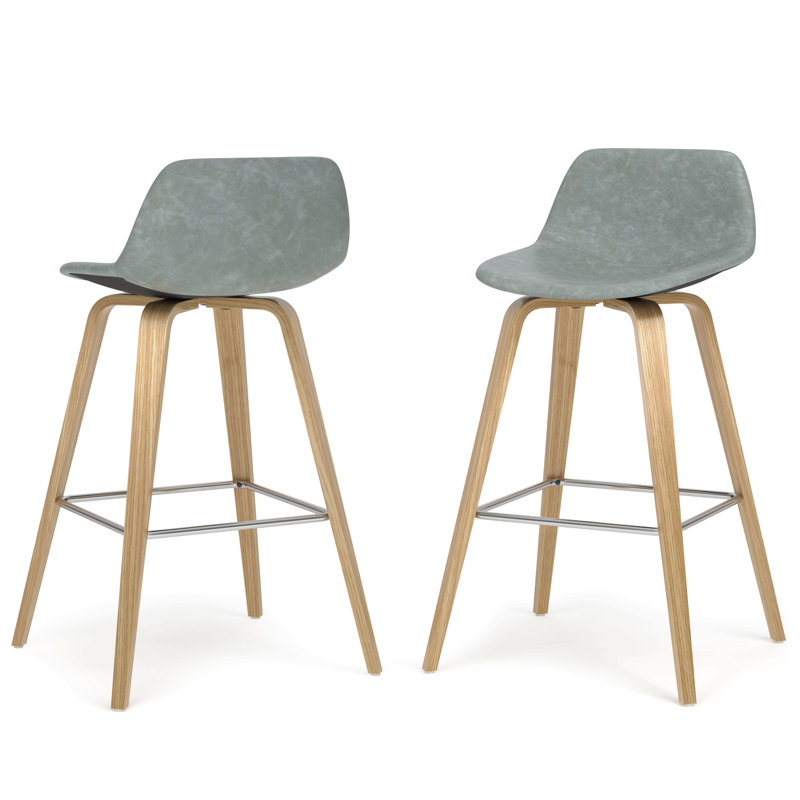 Tabouret à hauteur de comptoir / de bar Bentwood (ensemble de 2), Siège gris / cadre naturel