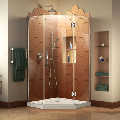 Cabine de douche sans cadre Prism Plus l 38 po x P 38 po x H 74,75 po avec base incluse
