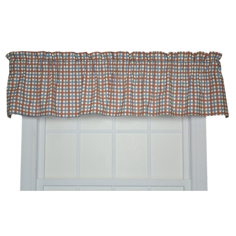 Gwyn Cotton Plaid Tailored Window Valance, Patriot