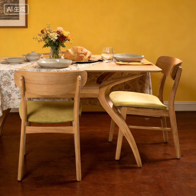 Chaise de salle à manger, Naturel, Vert